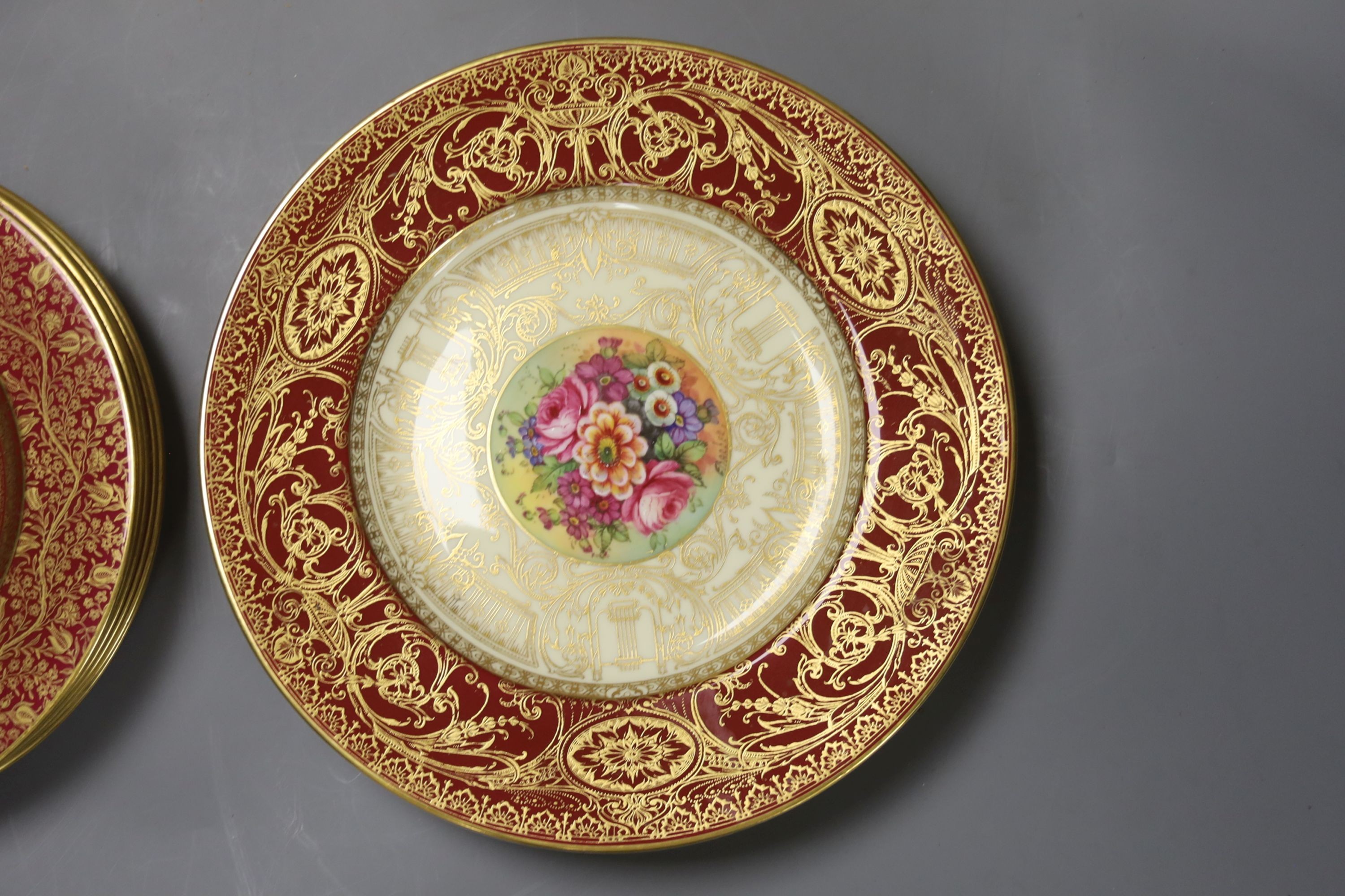 A group of hand-painted and other 19th century and later plates to include examples by Royal Worcester, George Jones, Royal Crown Derby, etc (18)